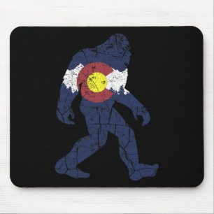 Tapis De Souris Drapeau Rétro de l'État du Colorado Sasquatch Mont