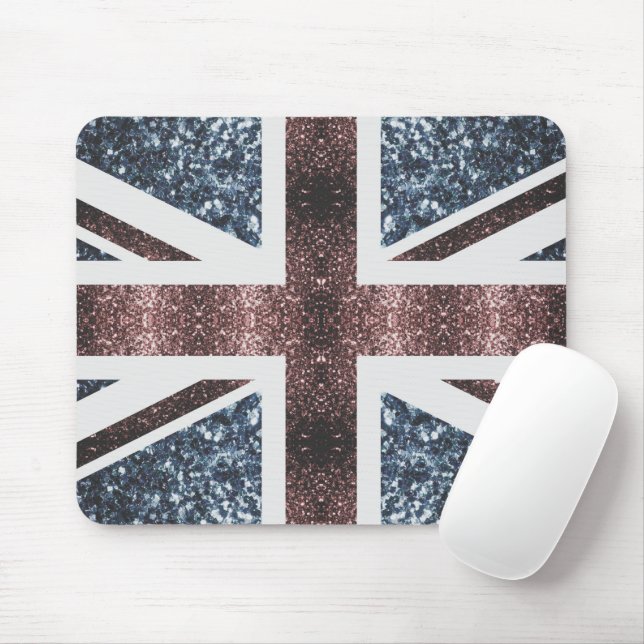 Tapis De Souris Drapeau rustique UK rouge bleu étincelants parties (Avec souris)