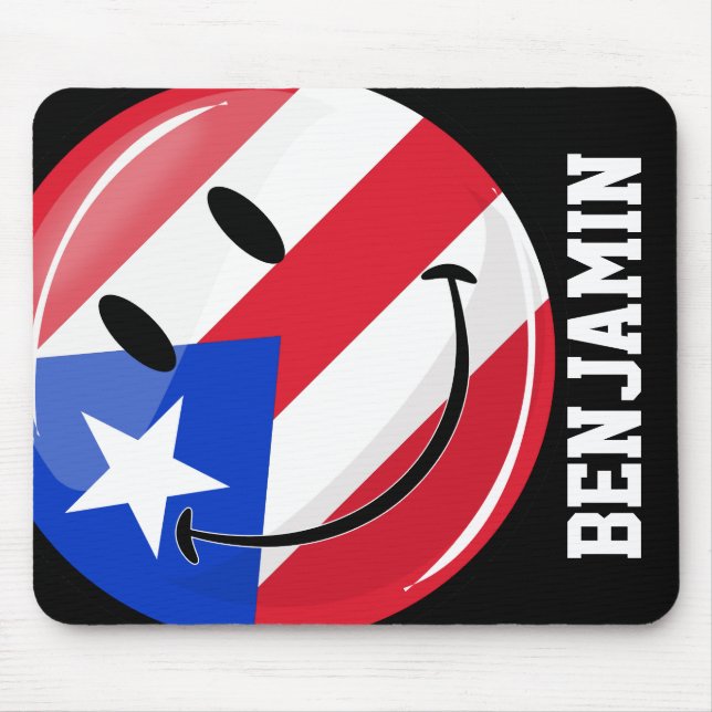 Tapis De Souris Drapeau souriant de Porto Rico (Devant)