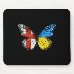 Tapis De Souris Drapeau ukrainien anglais Papillon Angleterre Ukra