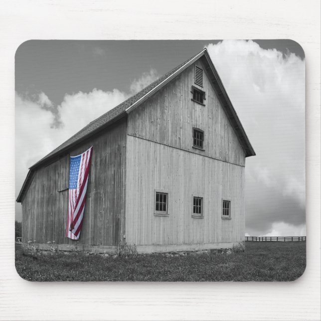 Tapis De Souris Drapeaux de nos agriculteurs - Grange avec drapeau (Devant)
