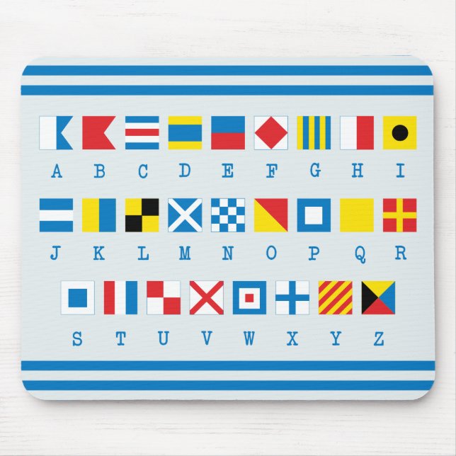 Tapis De Souris Drapeaux marins Signaux maritimes Bleu (Devant)