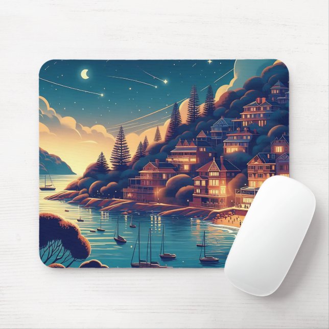 Tapis De Souris Dreamy Coastal Night (Avec souris)