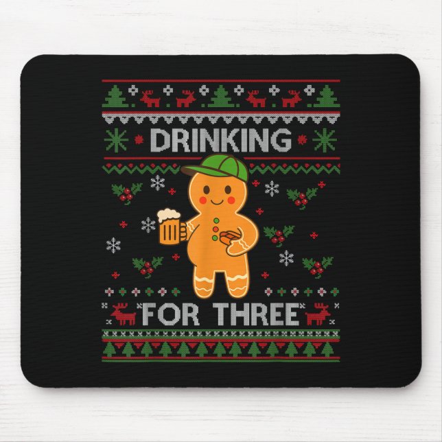 Tapis De Souris Drinking For Three Pregnancy Announcement Ugly Swe (Devant)