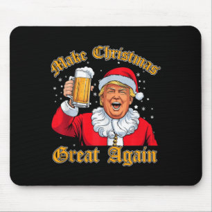 Tapis De Souris Drôle 2024 Noël Trump Boire Bière Trump Père Noël