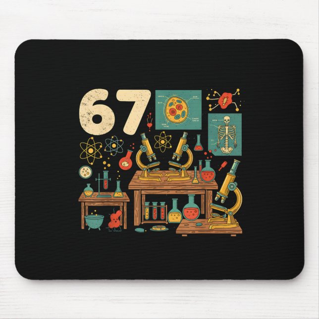Tapis De Souris Drôle 67 Mème Prof de science Élèves Six Sept M (Devant)