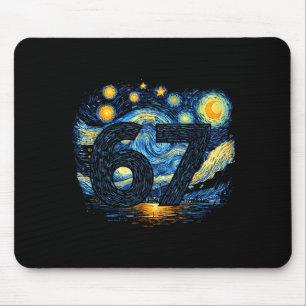 Tapis De Souris Drôle 67 Mème Six Sept Nuit Artistique Étoilée