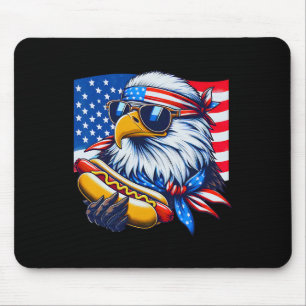 Tapis De Souris Drôle Amusant Bald Eagle Hotdog 4 juillet drapeau