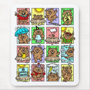 Tapis De Souris Drôle Caricatures de la journée de la marmotte
