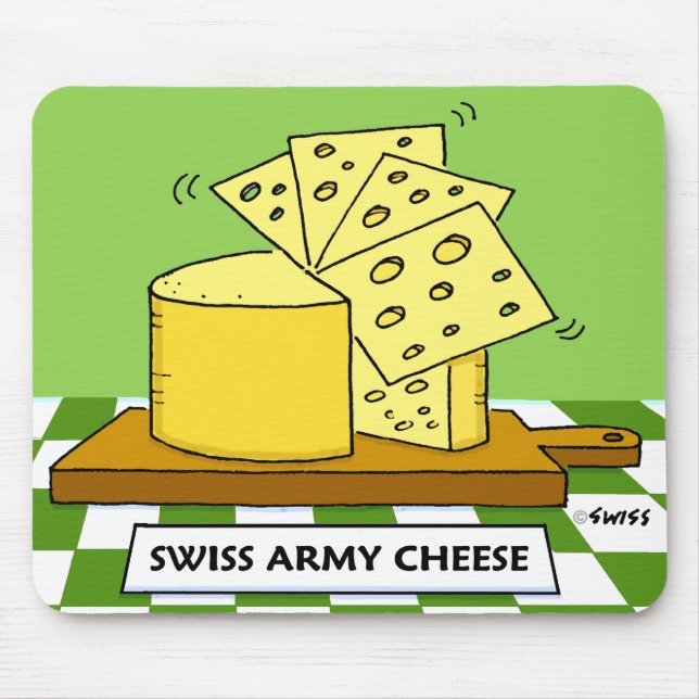 Tapis De Souris Drôle Cartoon de Souris Fromage de l'armée suisse (Devant)