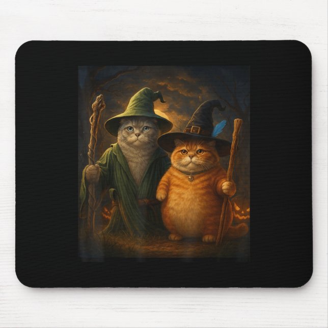 Tapis De Souris Drôle Chat Halloween Chat Assistant de mème de cha (Devant)