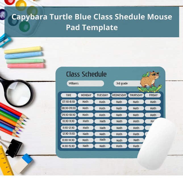Tapis De Souris Drôle Classe de tortue Capybara (Créateur téléchargé)