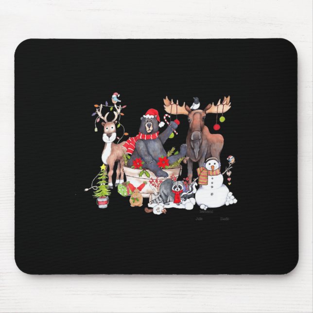 Tapis De Souris Drôle Critère Woodland Noël Rassemblement Pour Ani (Devant)