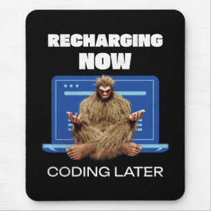 Tapis De Souris Drôle de Bigfoot Programmeur Rechargeant Codage Pl