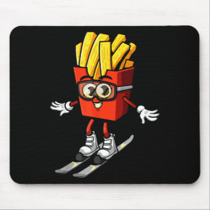 Tapis De Souris Drôle de moniteur de ski de frite française en fri