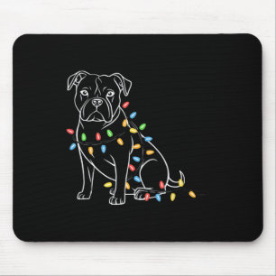 Tapis De Souris Drôle de Père Noël Pitbull Lumières de Noël Pitbul