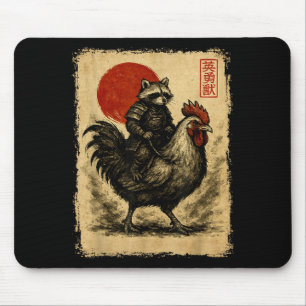 Tapis De Souris Drôle de Raton laveur Coq Poulet Japonais Uki