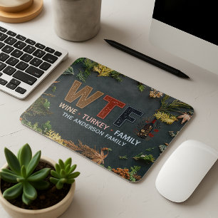 Tapis De Souris Drole de WTF Vin Dinde Famille Action de grâce