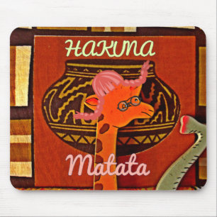 Tapis De Souris Drôle Giraffe avec texte cool Hakuna Matata