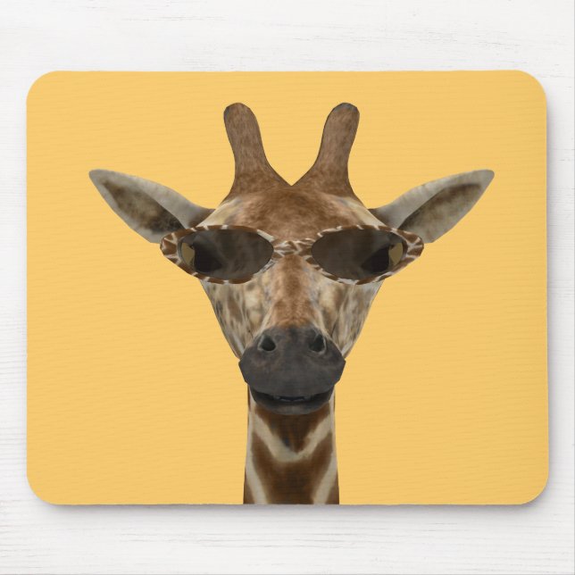 Tapis De Souris Drôle Giraffe Incognito Avec Lunettes De Soleil Br (Devant)