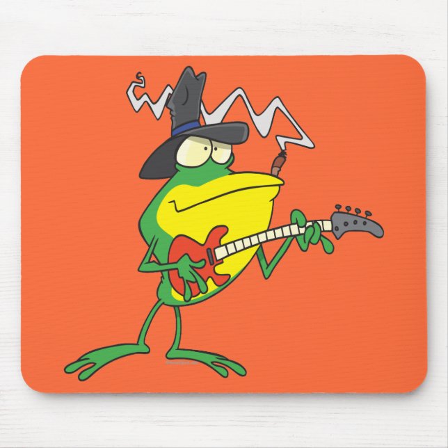 Tapis De Souris drôle grenouille jouer basse guitare froggy dessin (Devant)