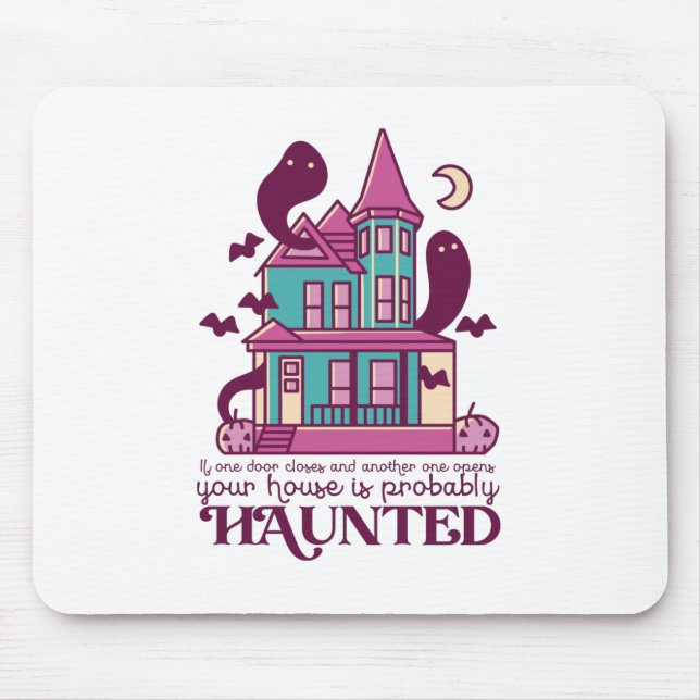 Tapis De Souris Drôle Haunted House Citation Horreur Film Hallowee (Devant)