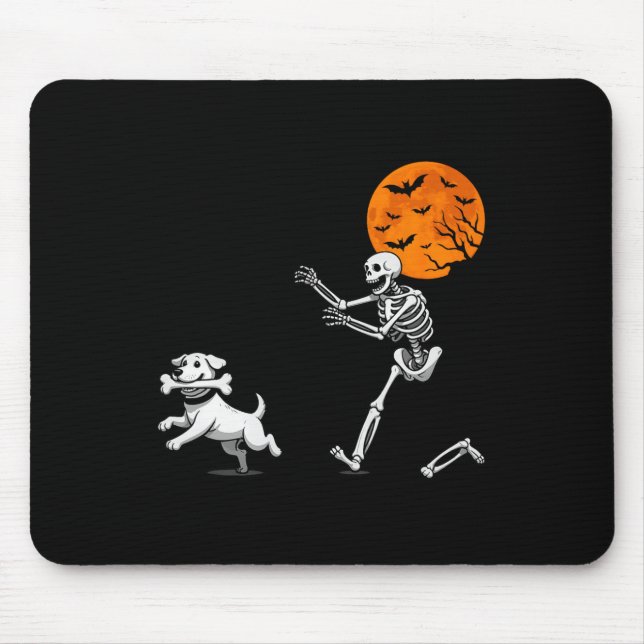 Tapis De Souris Drôle Humour Éffrayant Halloween squelette chasse  (Devant)