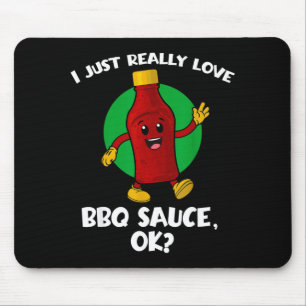 Tapis De Souris Drôle j'aime la sauce BBQ dessin animé barbecue
