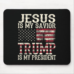 Tapis De Souris Drôle Jésus Américain Est Mon Sauveur Trump Est Mo