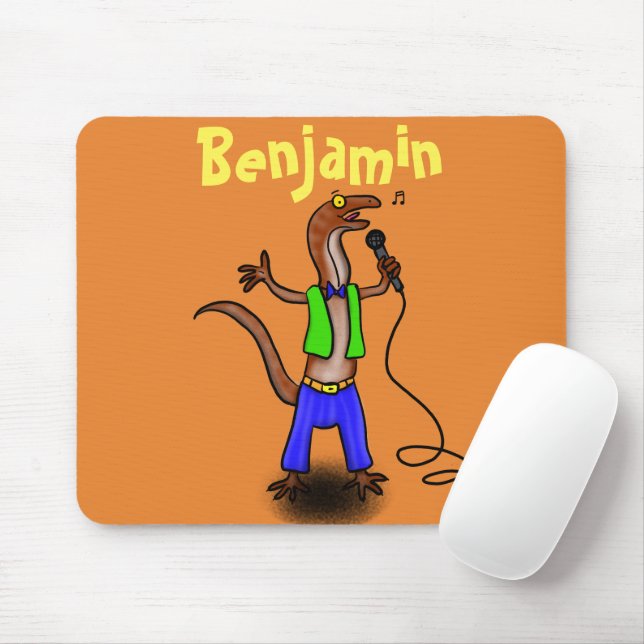 Tapis De Souris Drôle lézard chantant avec bande dessinée de micro (Avec souris)