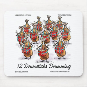 Tapis De Souris Drôle Noël 12 Tambours Drumming Cadeaux & Tee