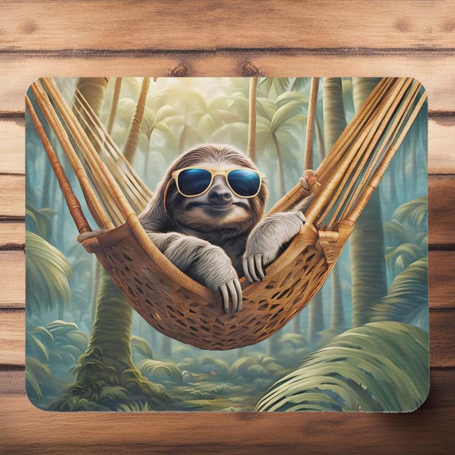 Tapis De Souris Drôle paresse avec lunettes de soleil dans un hama (Créateur téléchargé)