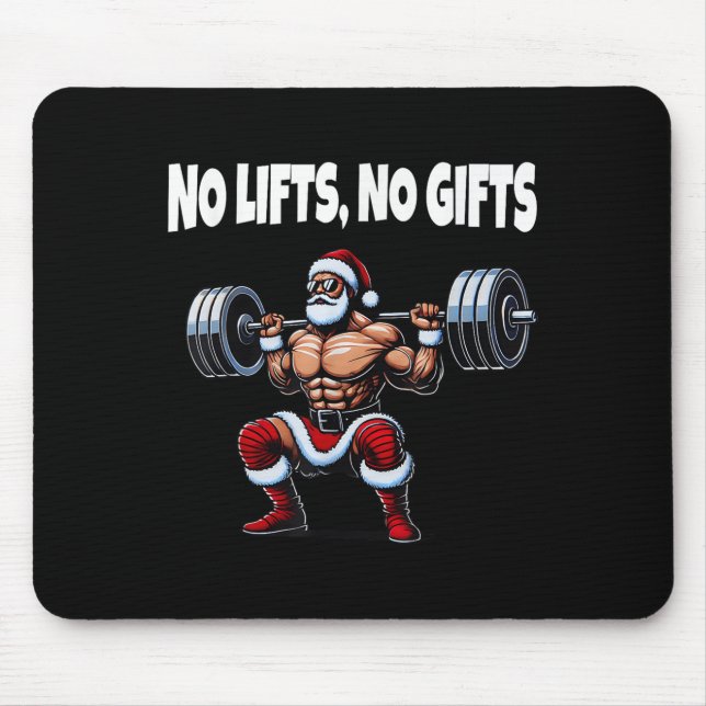 Tapis De Souris Drôle Père Noël Gym Lifting Swole Père Noël mauvai (Devant)
