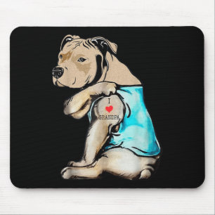 Tapis De Souris Drôle Pitbull Chien J'aime grand-père tatouage drô