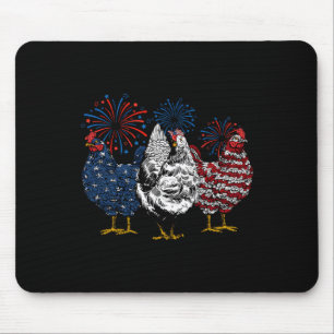 Tapis De Souris Drôle poulet 4 juillet poussin américain patriotiq