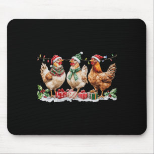 Tapis De Souris Drôle Poulet de Noël Casquette Lumières Ferme Anim