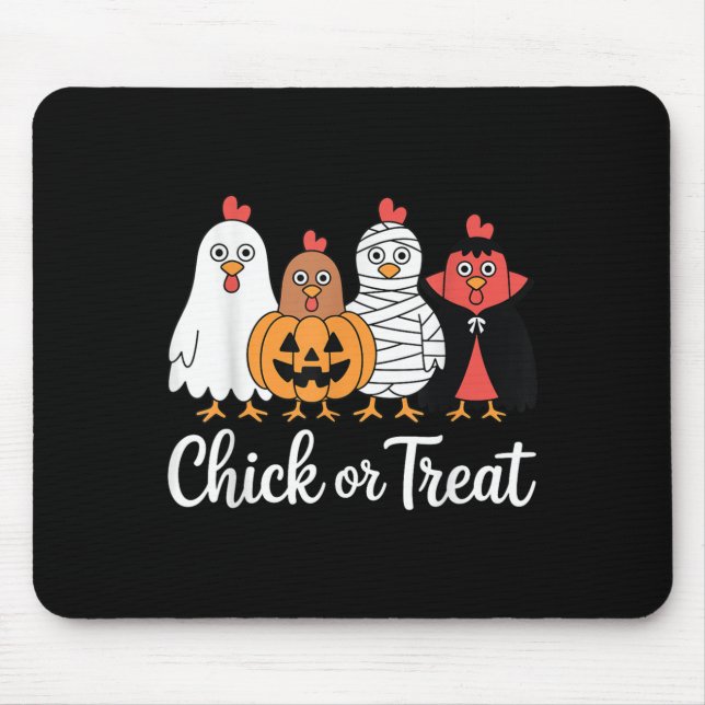 Tapis De Souris Drôle Poulets Ou Traiter Le Poulet Halloween (Devant)