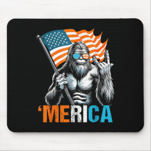 Tapis De Souris Drôle Punk Rock Sasquatch Bigfoot Us Drapeau Meric