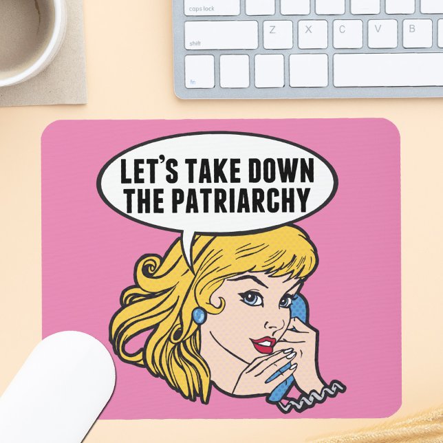 Tapis De Souris Drôle Retro féministe Pop Art Anti Patriarchie Ros (Créateur téléchargé)
