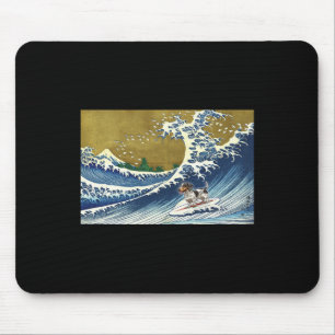 Tapis De Souris Drôle Rétro Vintage Surfant Sur Une Vague Pield Da
