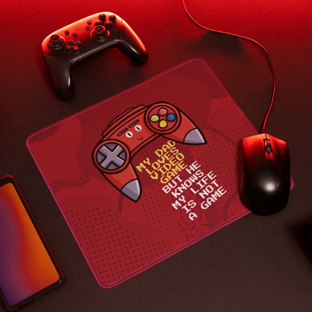 Tapis De Souris Drôle Rouge Joystick Fête des pères Salutation (Créateur téléchargé)