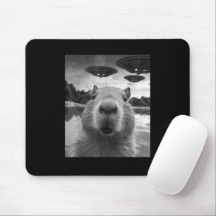 Tapis De Souris Drôle Selfie de Capybara Graphique avec des OVNI É