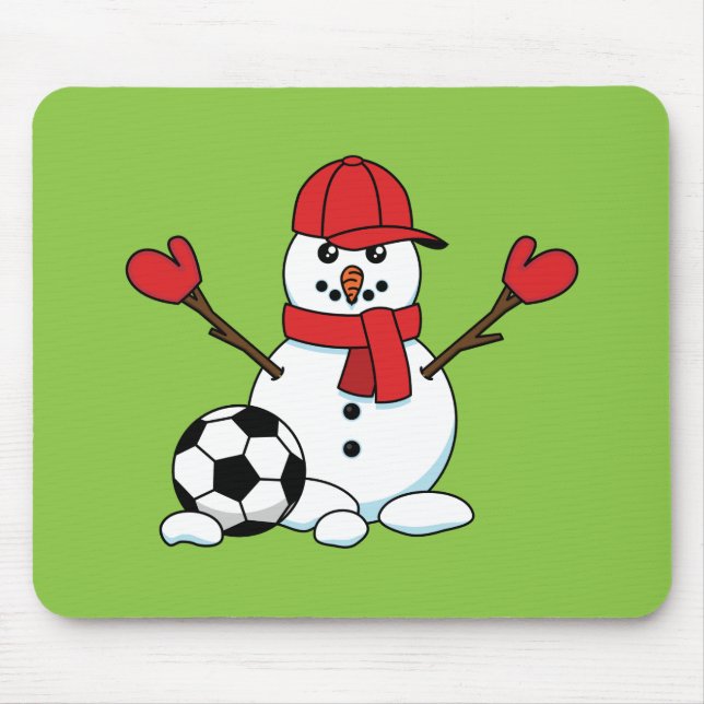 Tapis De Souris Drôle Snowman avec balle de football (Devant)
