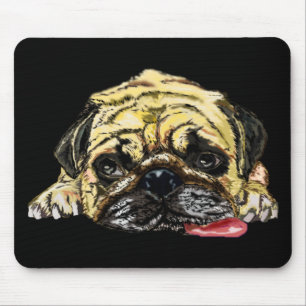 Tapis De Souris Drôle Souris avec chien Carlin - Vos couleurs