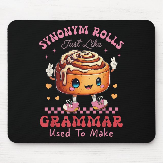 Tapis De Souris Drôle Synonyme Rolls Blague Cinnamon Rolls Grammar (Devant)