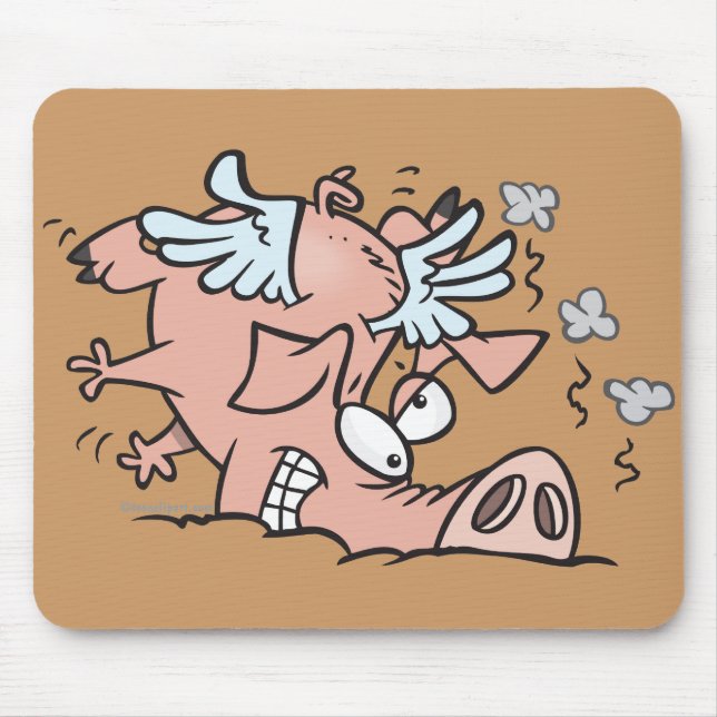 Tapis De Souris drôles atterrissage atterrissage vol de cochon des (Devant)