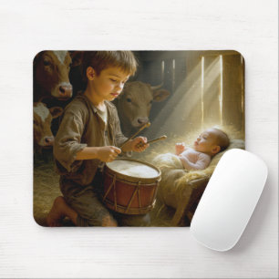 Tapis De Souris Drummer Boy with Baby Jesus in a Manger