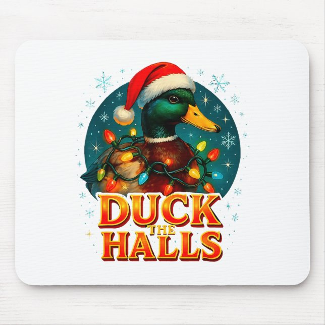 Tapis De Souris Duck The Halls Funny Christmas Lights Hunting Seas (Devant)