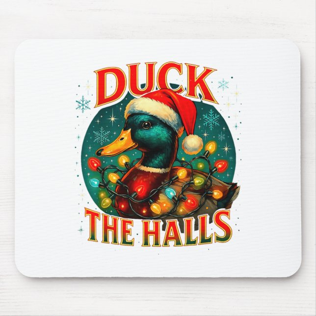 Tapis De Souris Duck The Halls Funny Christmas Lights Hunting Seas (Devant)