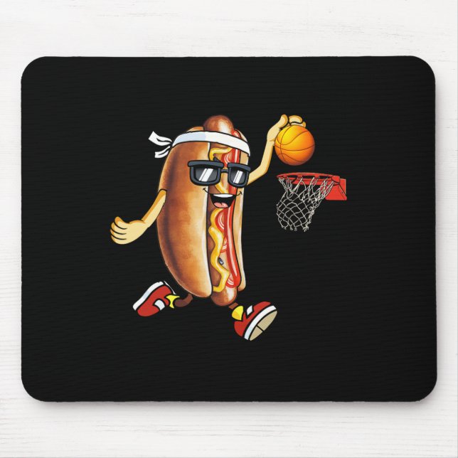 Tapis De Souris Dunking Hotdog Dans Pain Roll Jouer Basketball Sp (Devant)